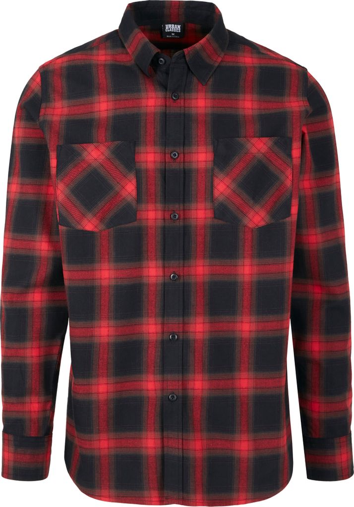Urban Classics - CHECKED FLANELL Hemd schwarz / rot - S