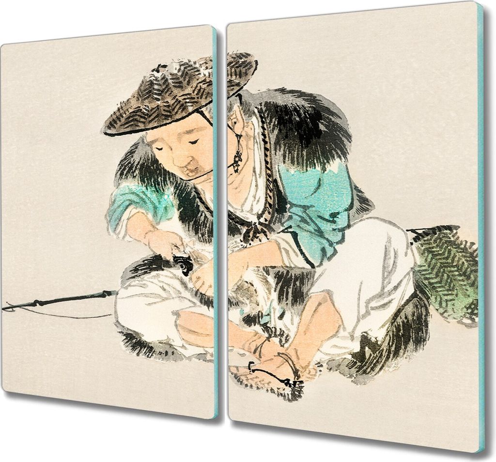 Coloray Kochplattenabdeckung Herdabdeckplatte 2x30x52 cm Hackbrett Schneidebrett Küchenbrett - Fischer