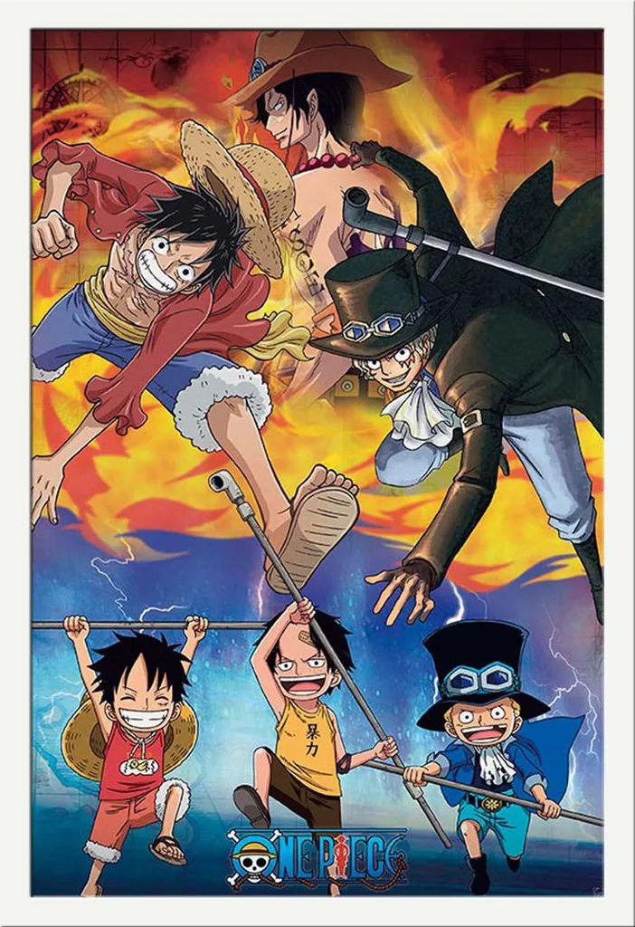 Cadre One Piece Anti-Poussière : Poster Ace Sabo Luffy Vitre Acrylique