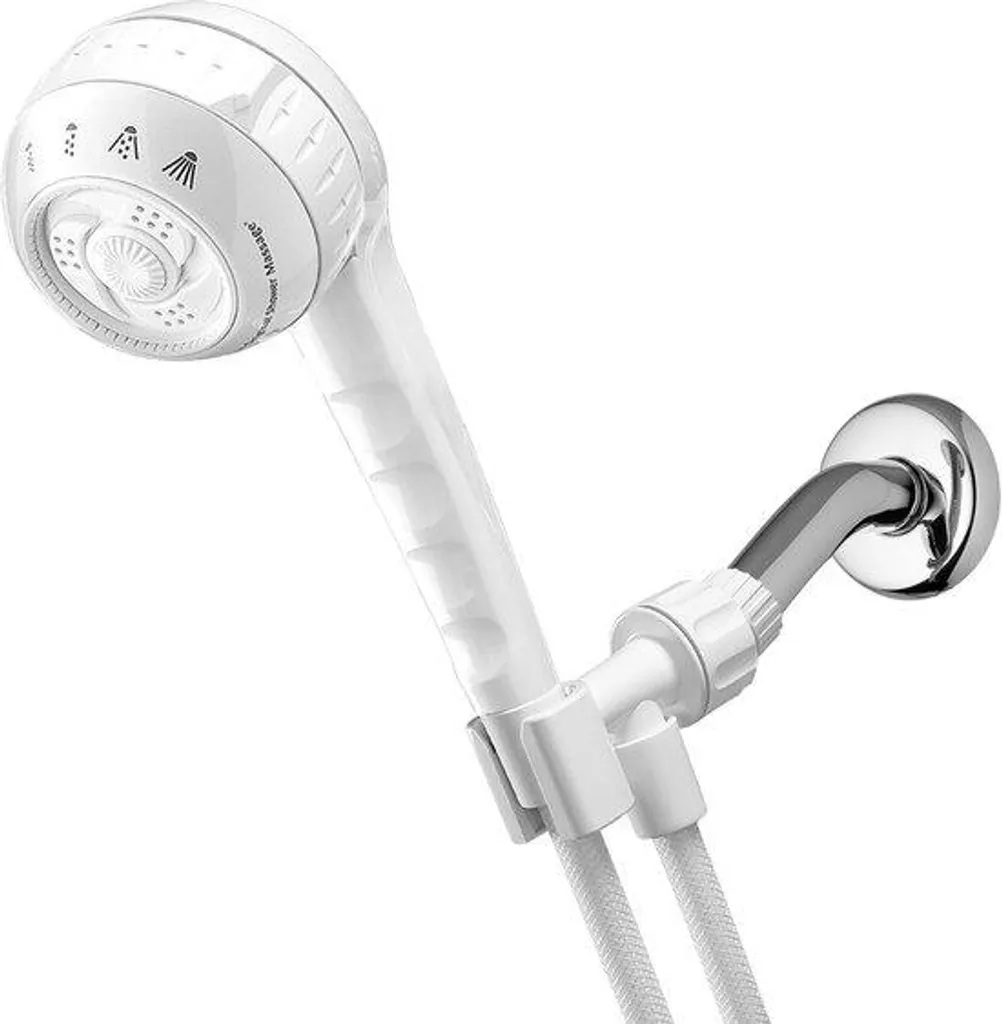 Pomme de douche avec douchette à main SM-451E blanche débit 1,8 l/min
