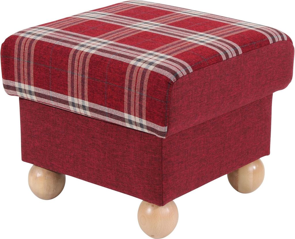 Hocker Kasha Bezug Flachgewebe Buche natur / rot 22308