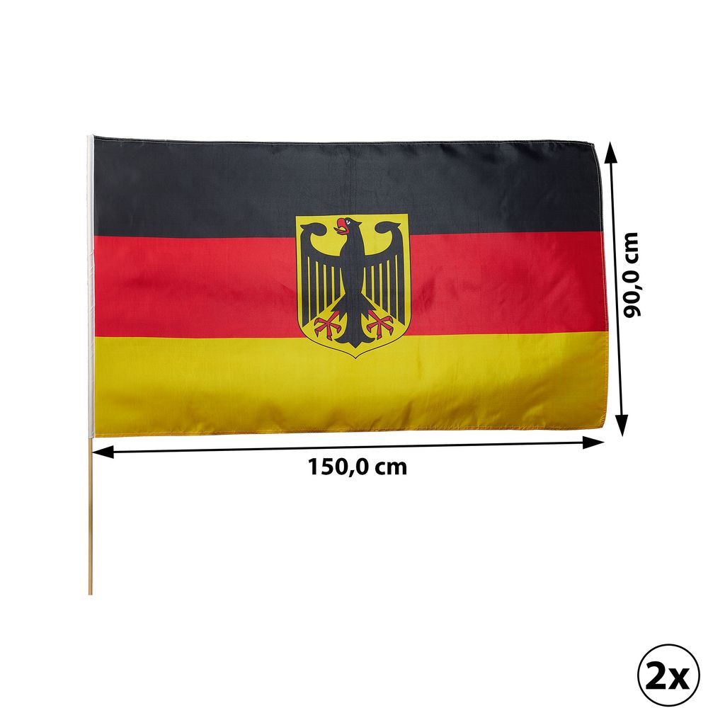 Deutschland Stabfahne Fanartikel WM EM 60 x 90cm Fahne ohne Adler Fußball Flagge 