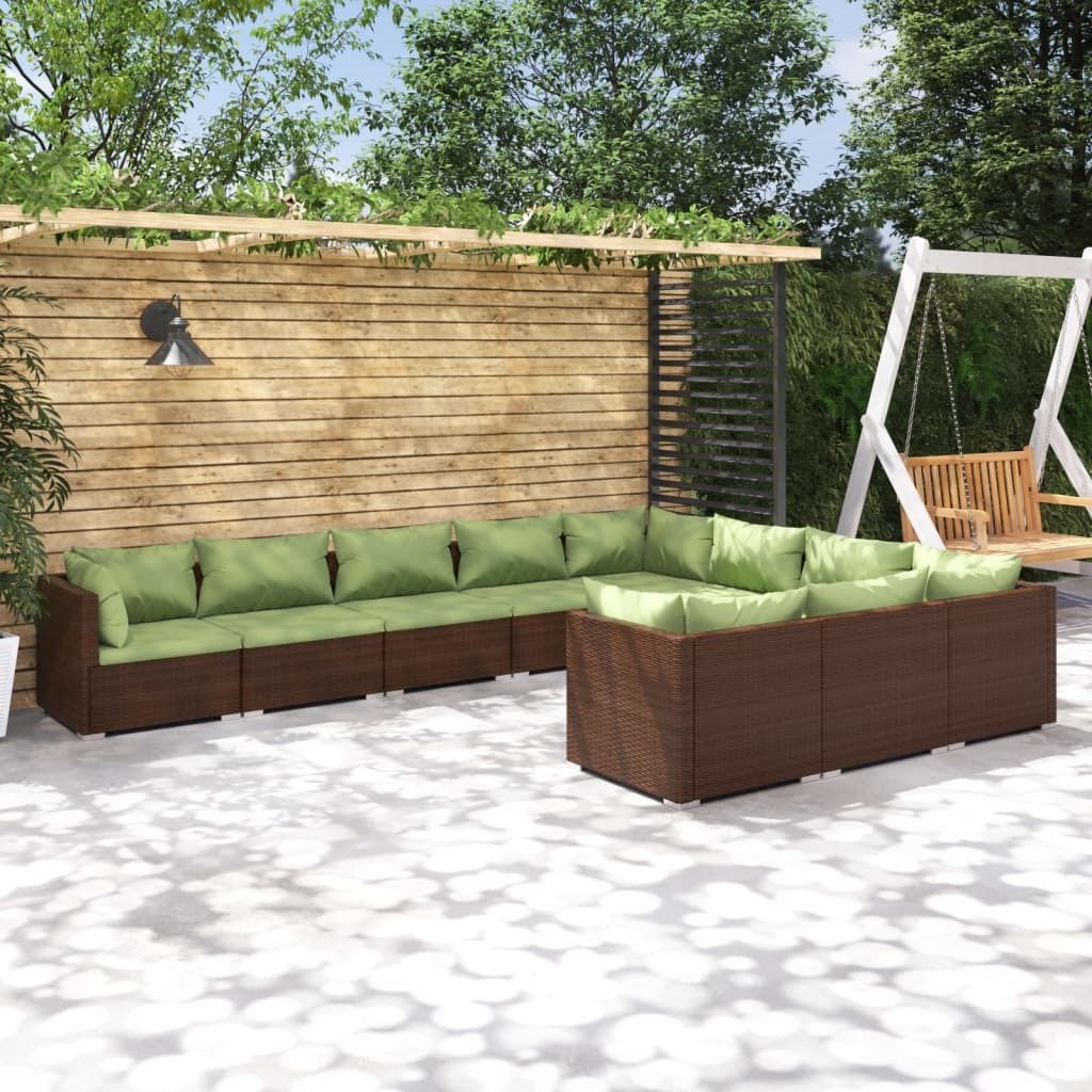 Maison Exclusive - 10-tlg. Garten-Lounge-Set mit Kissen Poly Rattan Braun