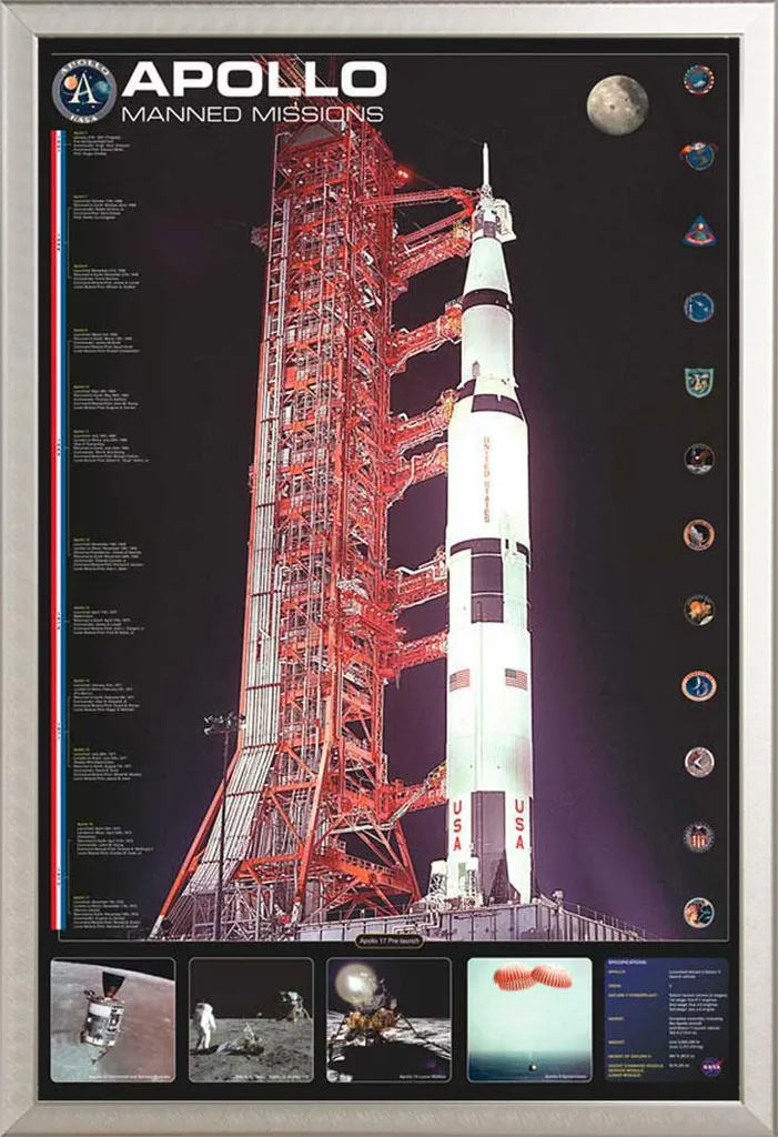 Cornice Shinsuke Argento con Poster Apollo | Design Industriale