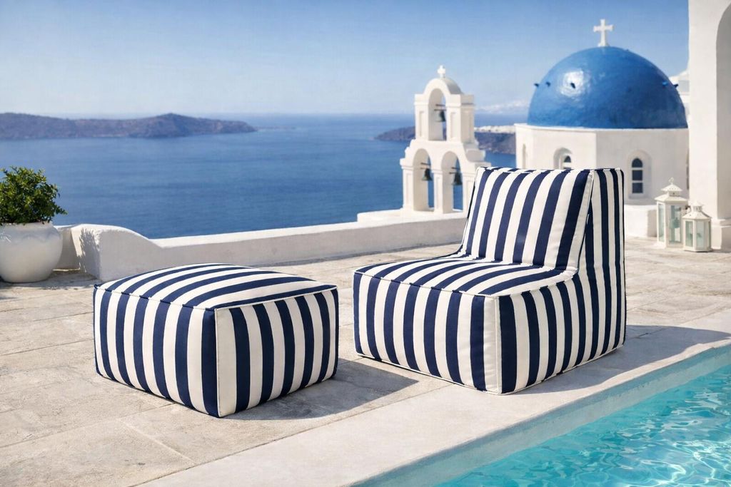Gartenmöbel Set Patio, Sessel 70x85x70 cm und Sitzsäcke 70x70x35 cm, Balkonmöbel, Gartenmöbel, Strapazierfähige und wetterfeste Cloud-Stoff, B...