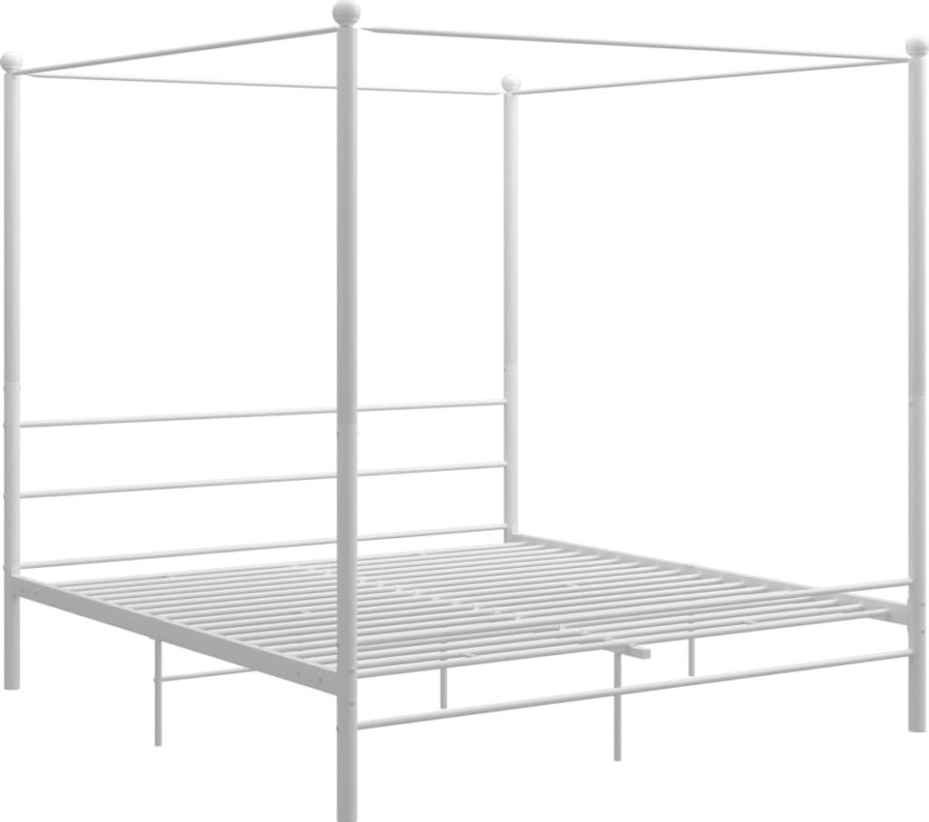 Stabli Möbel Himmelbett Weiß Metall 180x200 cm - Bettrahmen Klassische Betten CC5763354