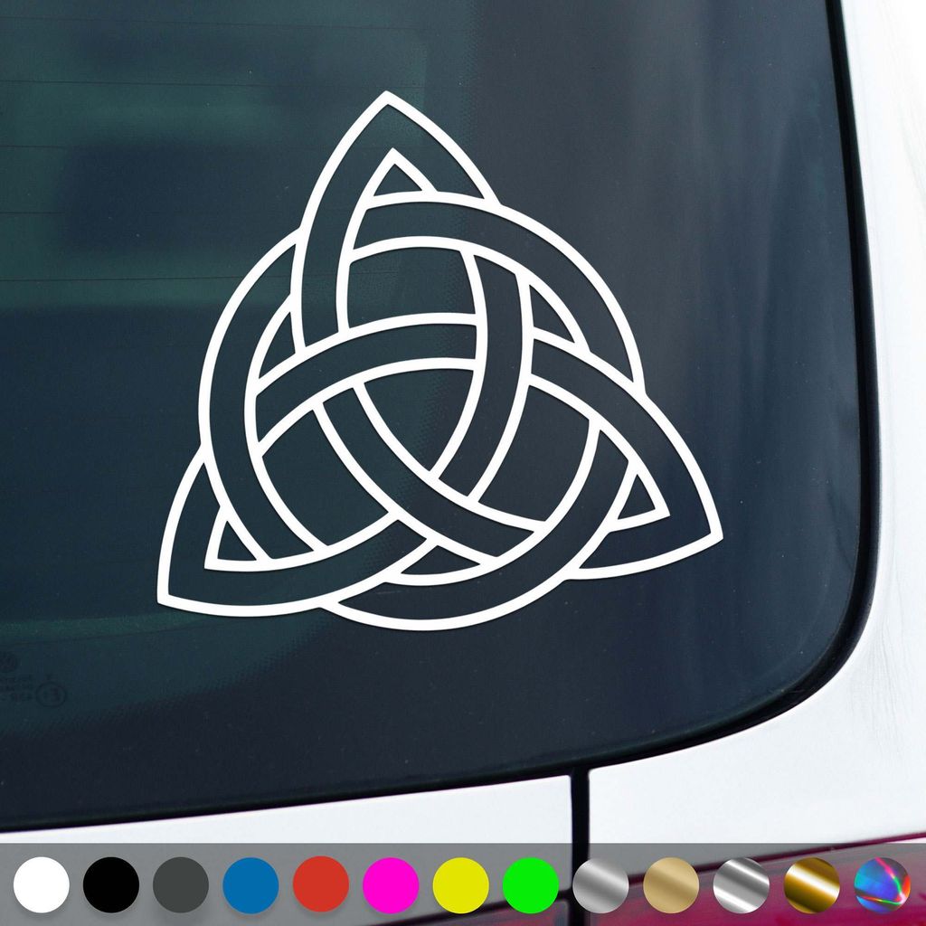 PantherPixel Keltischer Knoten Aufkleber Triqueta Kelten Sticker Auto Geschenkidee Farbe Weiss