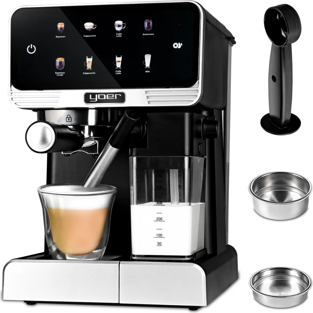 Yoer 20bar 1350W Vollautomatische Kaffeemaschine mit Thermoblock + LED Anzeige