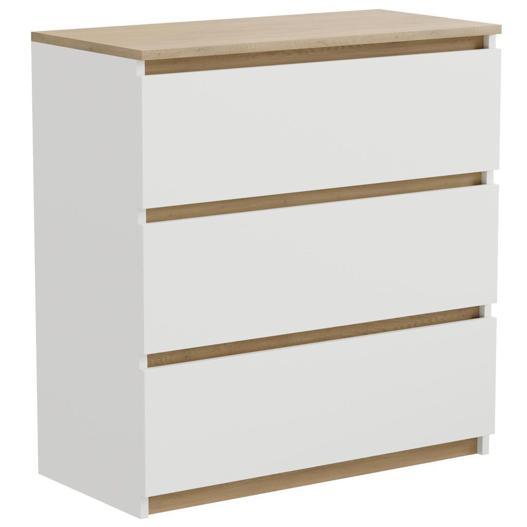 Komoda - 60x77x37 cm - biela - s 3 zásuvkami - stabilná - Obrázok produktu 