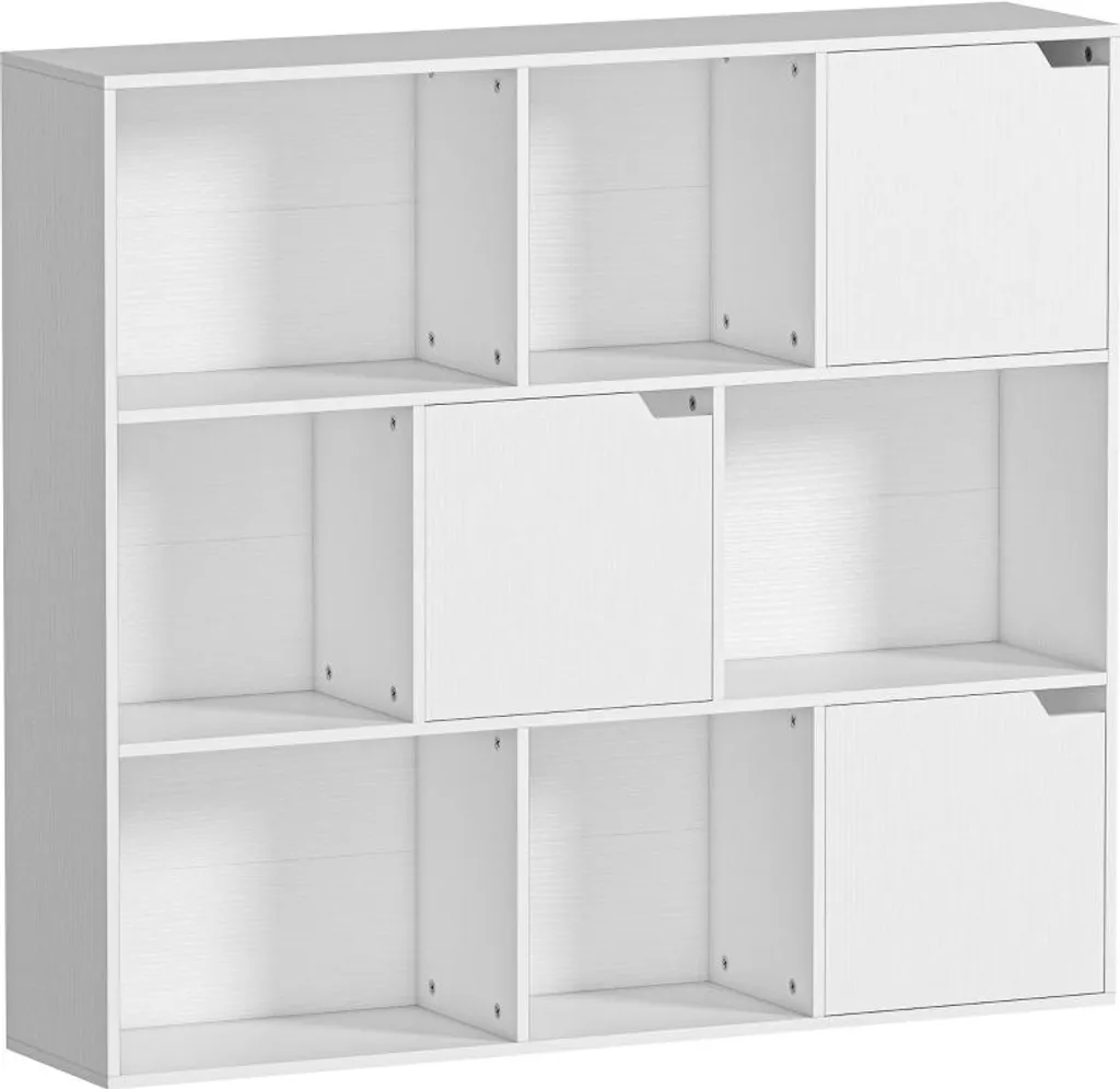 Étagère de Rangement pour Livres et Déco avec 9 Casiers et 3 Portes