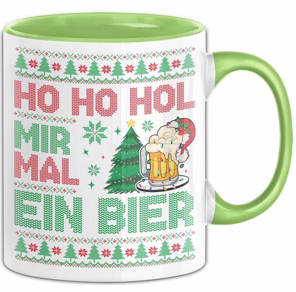 Ho Ho Hol Mir Mal Ein Bier Tasse Geschenk Ugly Tasse Geschenkidee Weihnachten Kaffee-Becher (Grün)