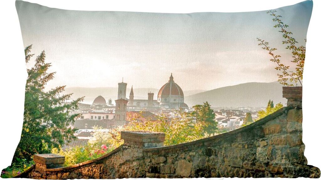 MuchoWow Zierkissen Sofakissen Wohnzimmer Dekokissen 60x40 cm Italien - Stadt - Florenz - Mauer - Kopfkissen - Polster mit Foto