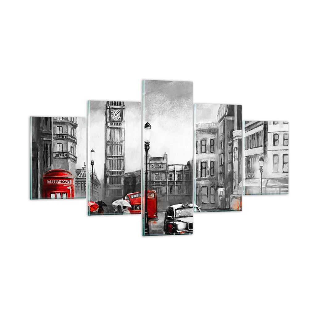 Bilder auf glas - London Bus - 125x70cm - Glasbilder - Wandbilder - Bilder - Kunstdruck - zum Aufhängen bereit - Wanddekoration aus Glas - Glas Bi...