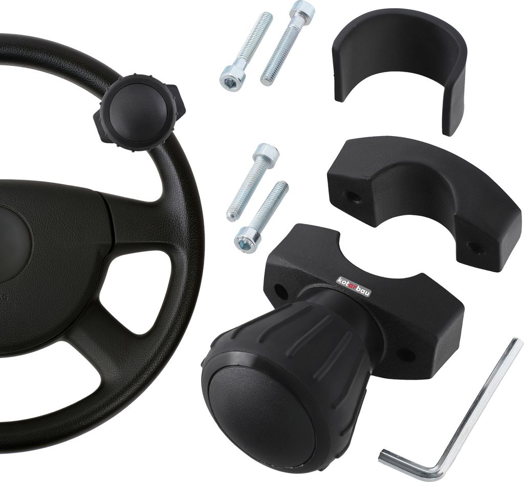 KOTARBAU Lenkhilfe 5,2 cm Universal Lenkradknauf für Traktor 9 cm Lenkrad Knauf Abnehmbar Traktor Zubehör PVC Schwarz