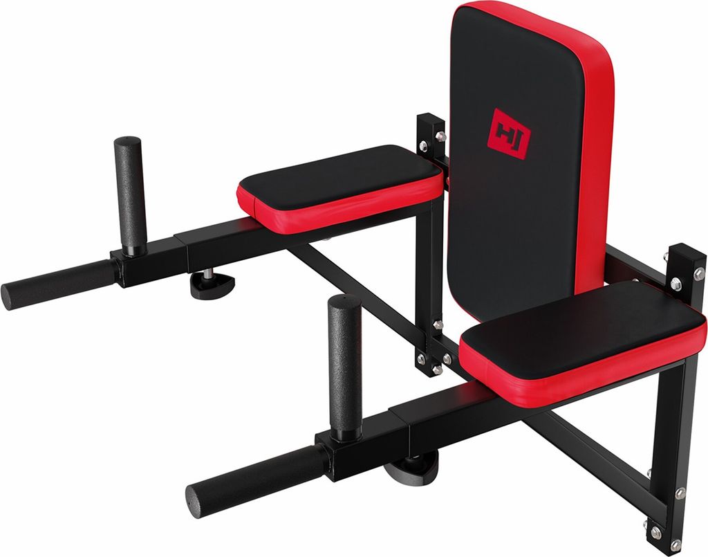 HOP SPORT Dip-Station zur Wandbefestigung - Bauchmuskeltrainer mit Polsterung - Kraftstation Fitnessgerät für Zuhause - Dipstation, Dips Barren