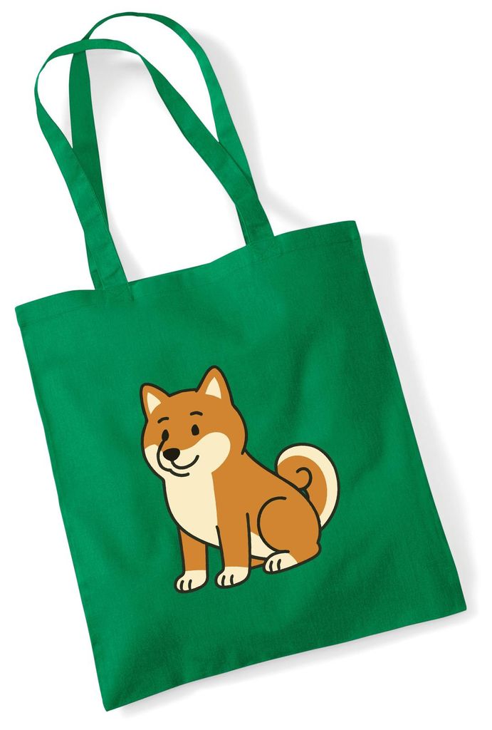 Huuraa Jutebeutel Shiba Inu Comic Shibi 10 Liter Kelly Green Baumwolle Tasche Geschenkidee