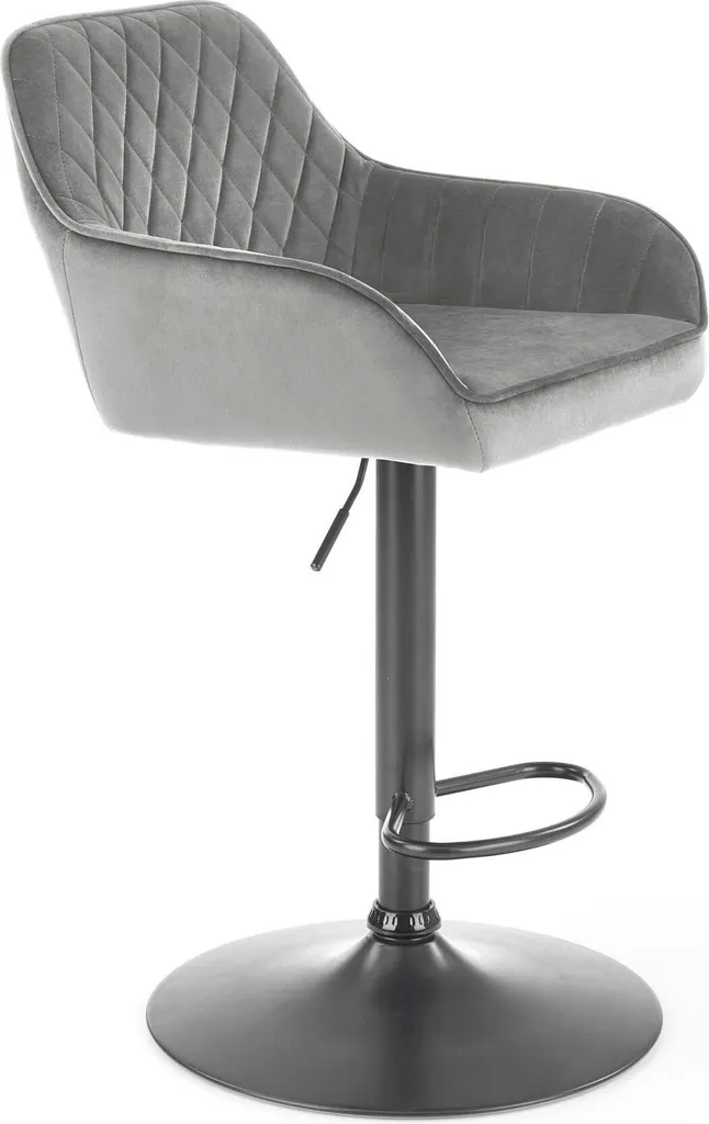 Chaise de bar rembourrée grise Halmar H-103 avec dossier et pieds noirs