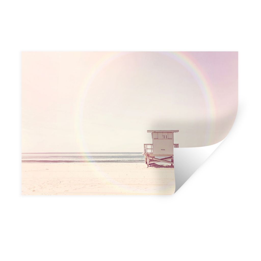 MuchoWow Wandtattoo Wandsticker Wandaufkleber Strand - Hütte - Sonne - Meer - Sommer 30x20 cm Selbstklebend und Repositionierbar - Wierderverwen...