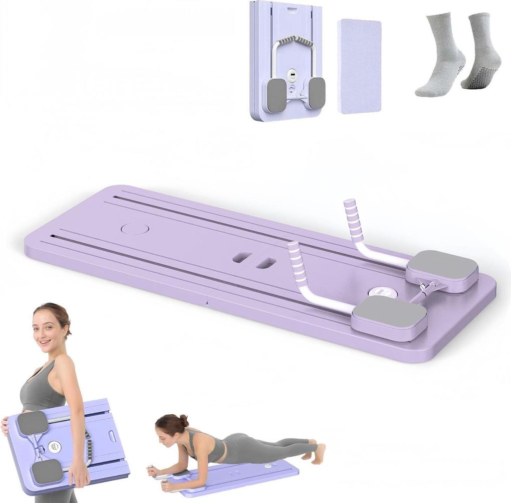 Pilates Board – Vielseitiges, faltbares Pilates-Reformer-Set für zu Hause, Mehrzweck-Gleitbrett für Pilates-Workouts