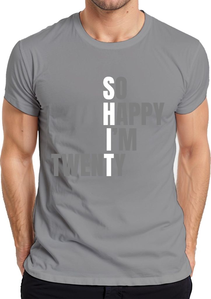 So happy I'm Twenty 20ter Geburtstag Geschenk 20 Jahre lustig Retro Herren T-Shirt, Grau, S