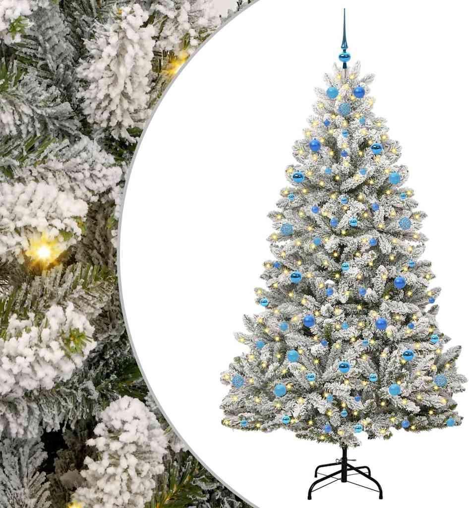 vidaXL Künstlicher Weihnachtsbaum Grün und Weiß 210 cm PVC und Metall