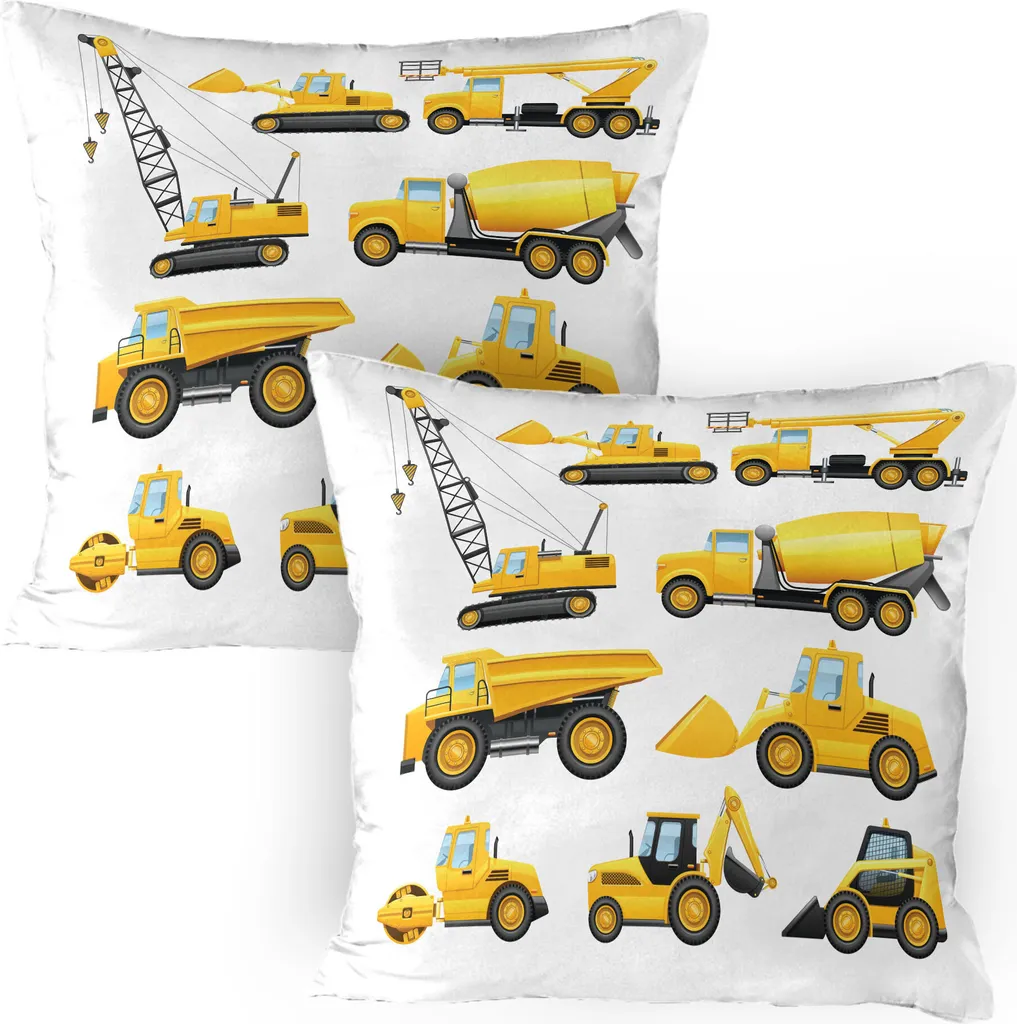Federe Decorative 80x80 Camion e Bulldozer - Set 2 ABAKUHAUS