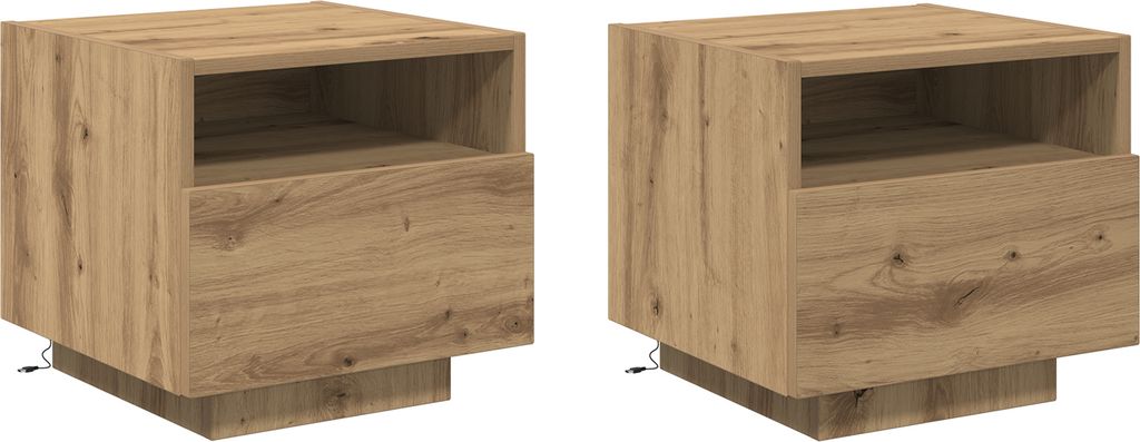 Möbel Nachttische mit LED- Leuchten 2 Stk. Artisan Eiche 40x39x37 cm - Nachttische & - schränke Neu50958