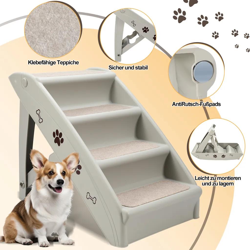 Scaletta per Cani 4 Gradini Pieghevole | Rampa Antiscivolo per Animali - 3
