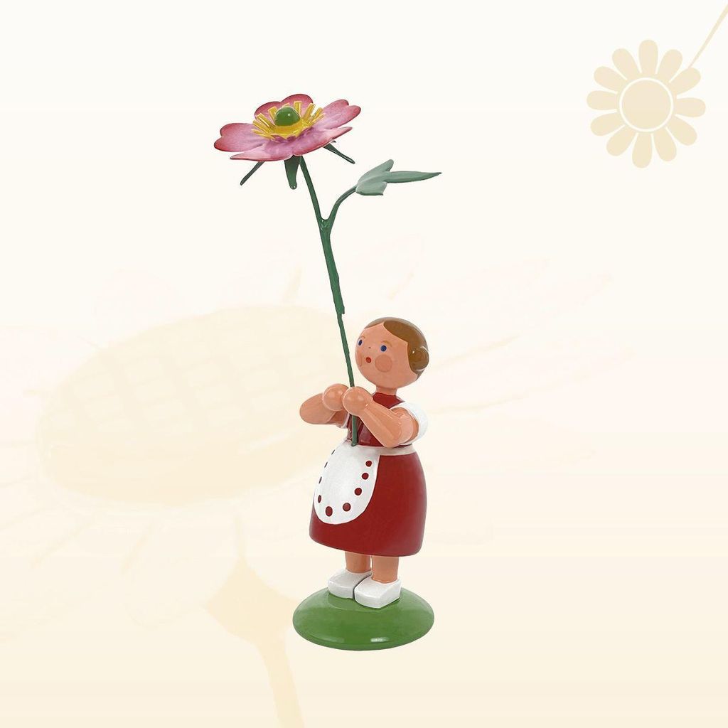 Miniaturfigur Blumenmädchen mit Heckenrose Höhe 12cm NEU