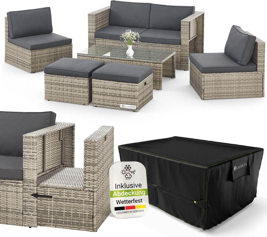 Juskys Polyrattan Gartenmöbel Set Salou inkl. Abdeckung - Produktbild 