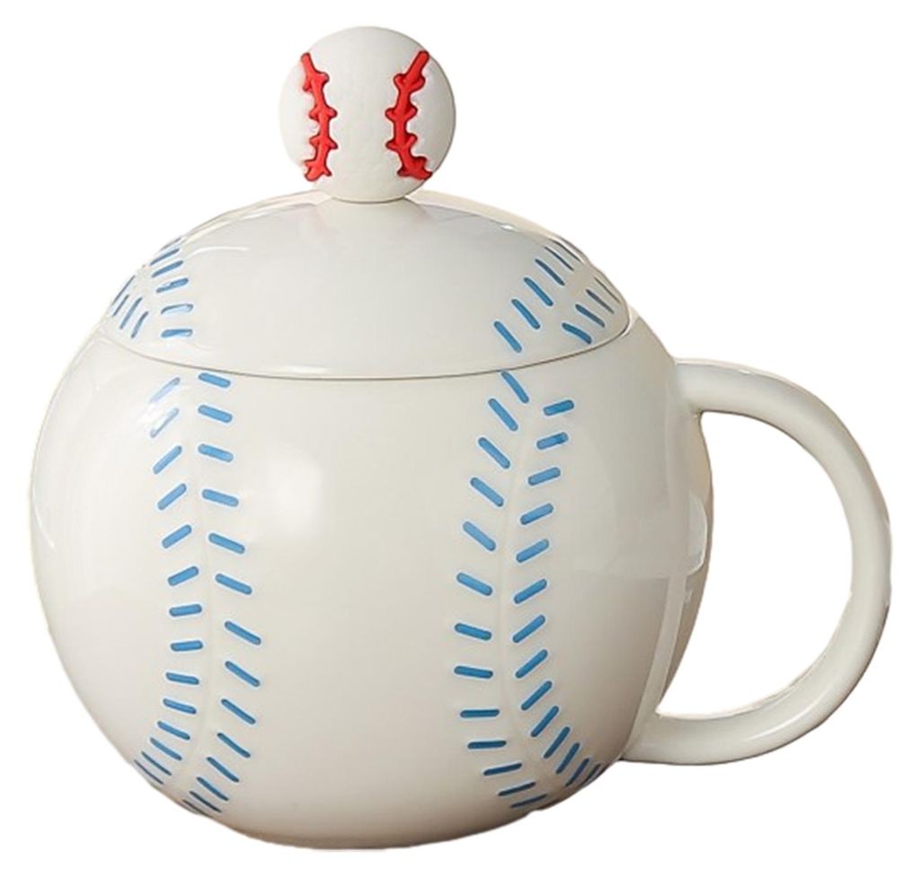 Sportmotiv-Keramikbecher mit Deckel und Löffel – Badminton, Fußball, Basketball – Kaffee- und Teetasse – Einzigartiges Geschenk für Sportb...