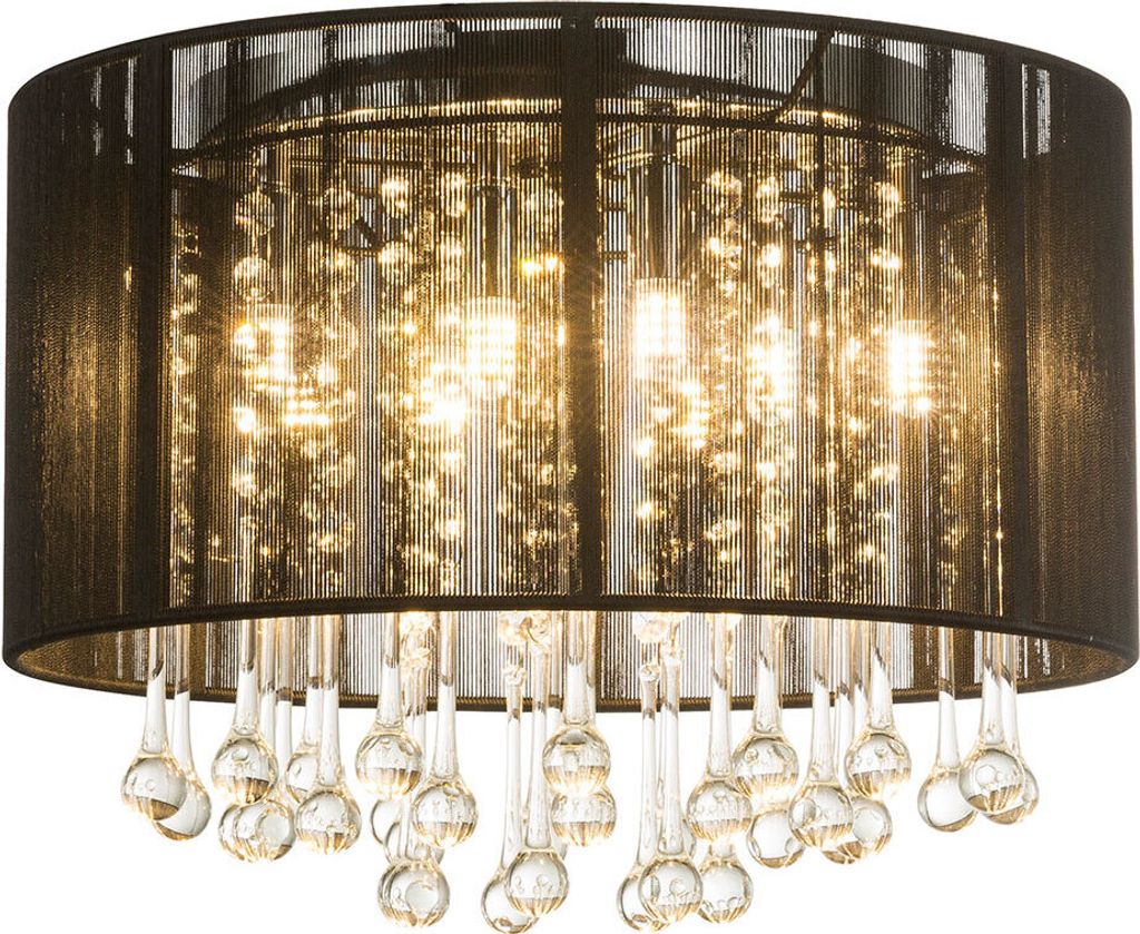 LED Glaskristall Deckenlampe, Seide schwarz, 40 cm