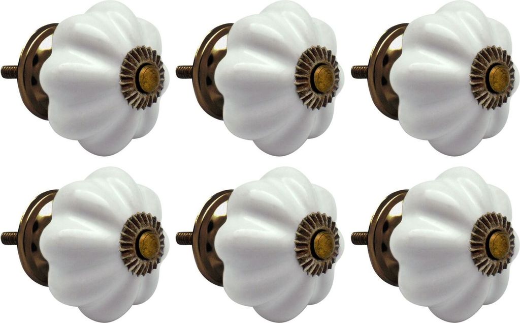 Nicola Spring Floral Keramik-Möbelknöpfe – Weiß – 6er-Pack