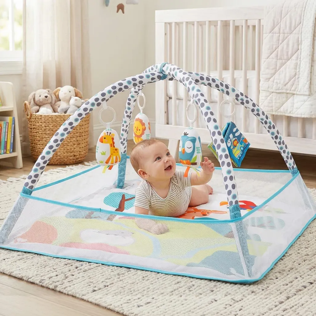 Aire de jeu Malplay pour nouveau-né avec arches d'activités 76cm - 6
