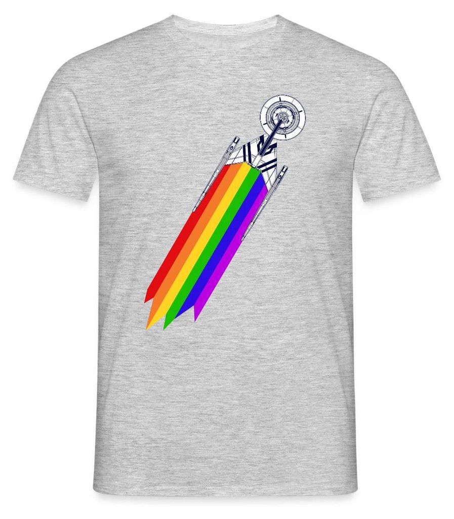 Spreadshirt Star Trek Discovery Gay Pride Flug Männer T-Shirt, XL, Grau meliert