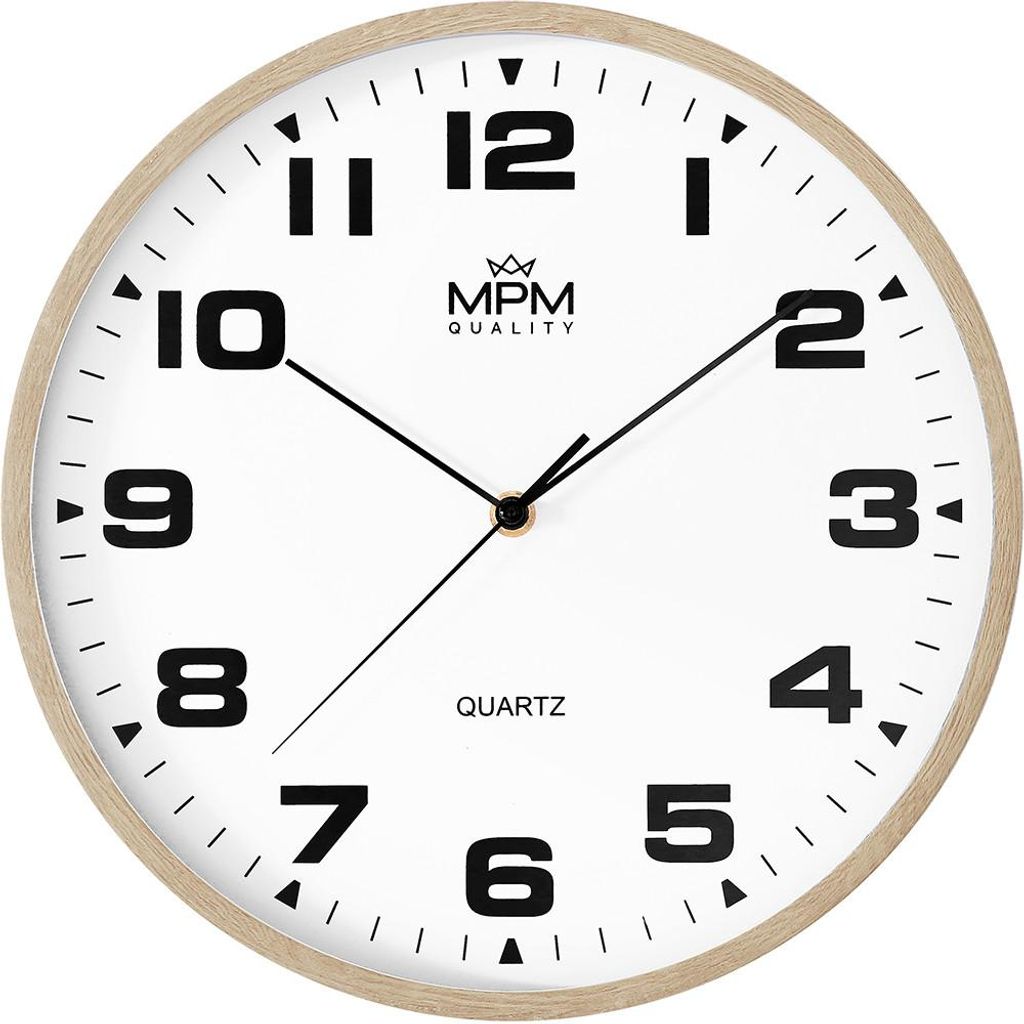 MPM-Quality Wanduhr Madera rund Ø 305 mm Kunststoff Weiß/Braun