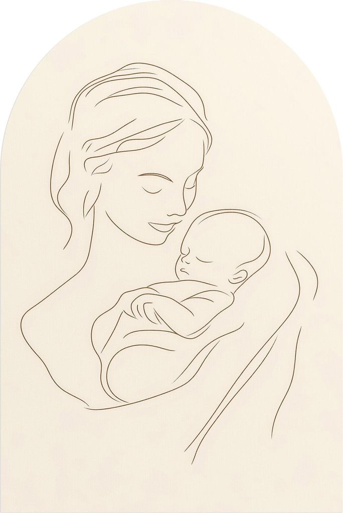 DEQORI Fototapete Rundbogen 60x90 cm 'Zärtliche Linien' Wand Tapete Leinwand Sticker