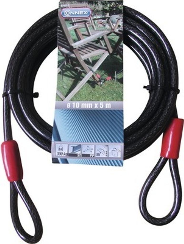 Drahtseil mit Schlaufen Ø 10 mm 5 m Stahl schwarz