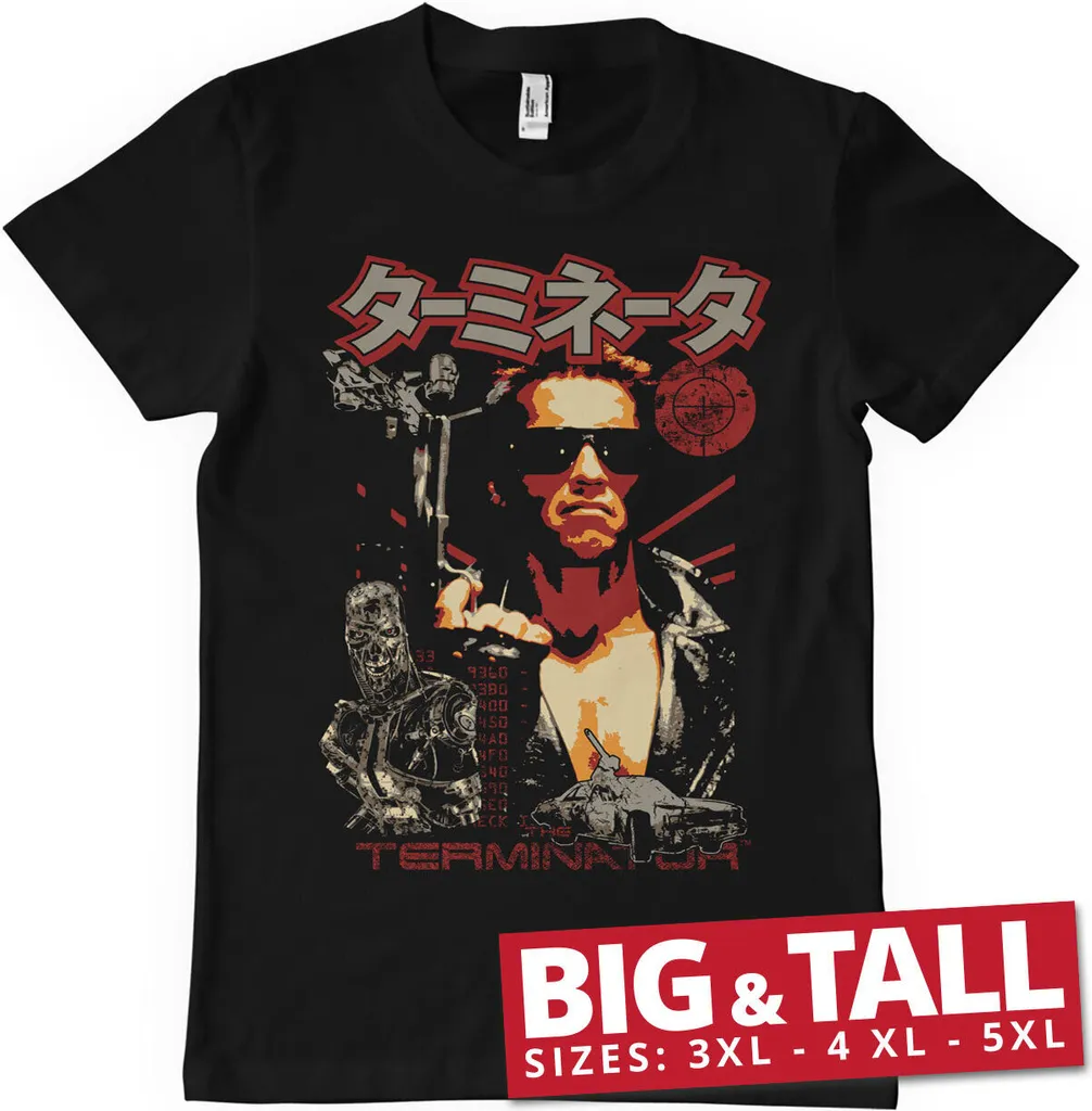 T-shirt Terminator Poster Japonais Big & Tall Noir Taille 4XL Coton