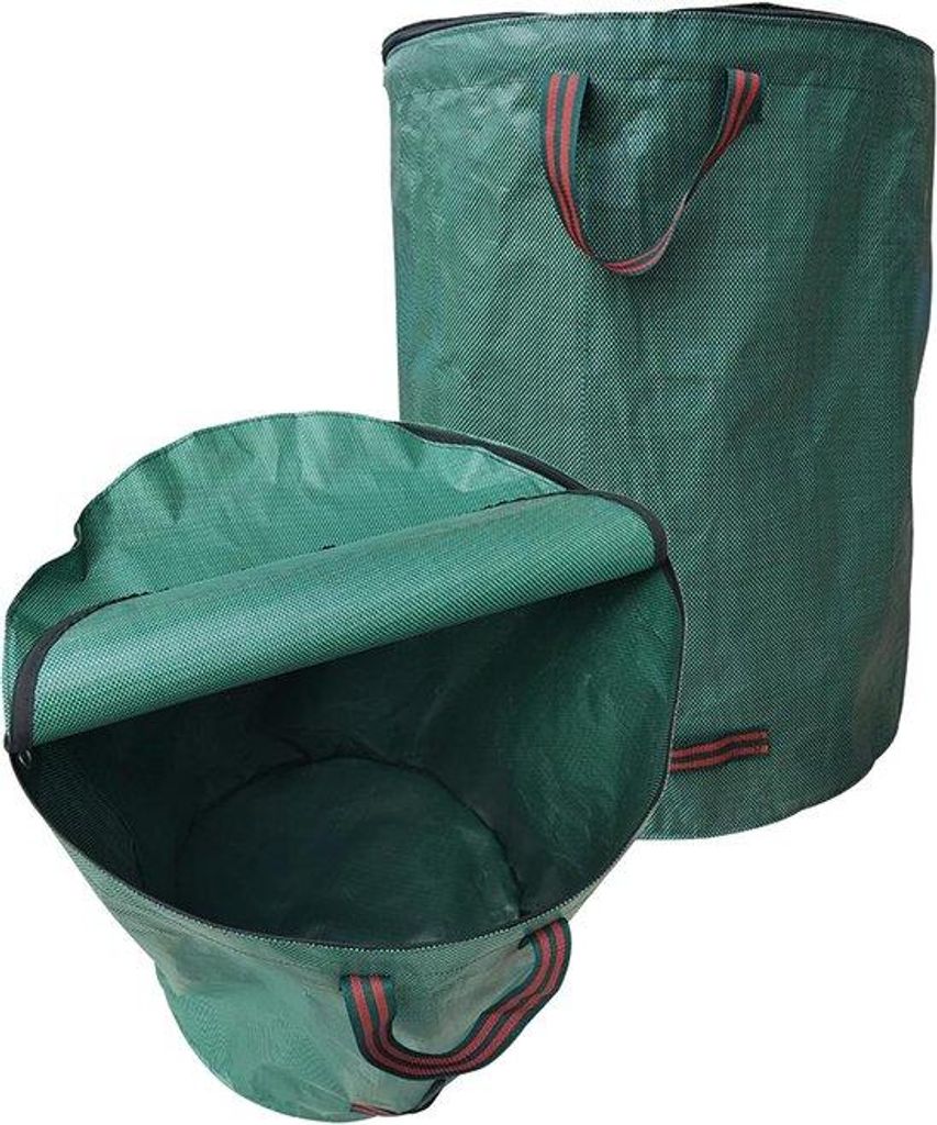 2er Set Wasserwiderstandsfähige und Faltbare Blumenkörbe mit Deckel und Reißverschluss - 120 Liter - für Blätter, Rasen und Schnittstücke - r...