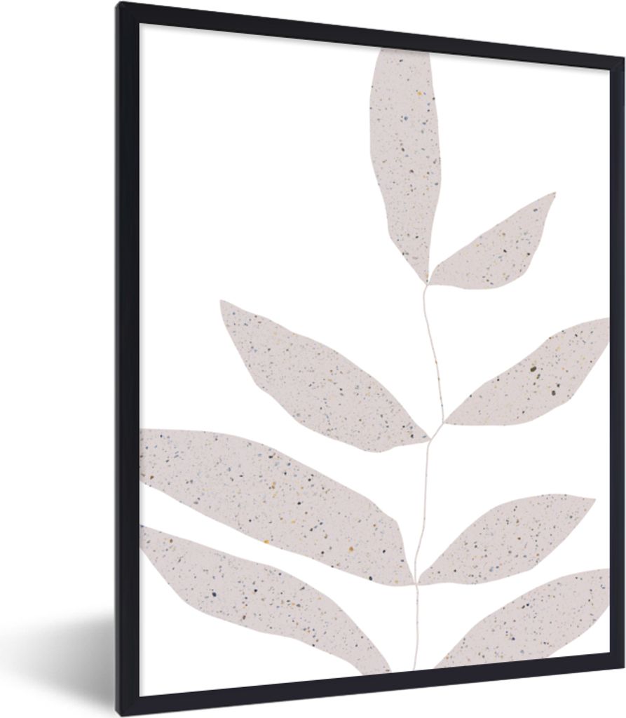 MuchoWow Gerahmtes Poster Blätter - Design - Pastell 60x80 cm - Poster mit Schwarzem Bilderrahmen Wandposter Rahmen Foto Bilder - Premium - Wand...