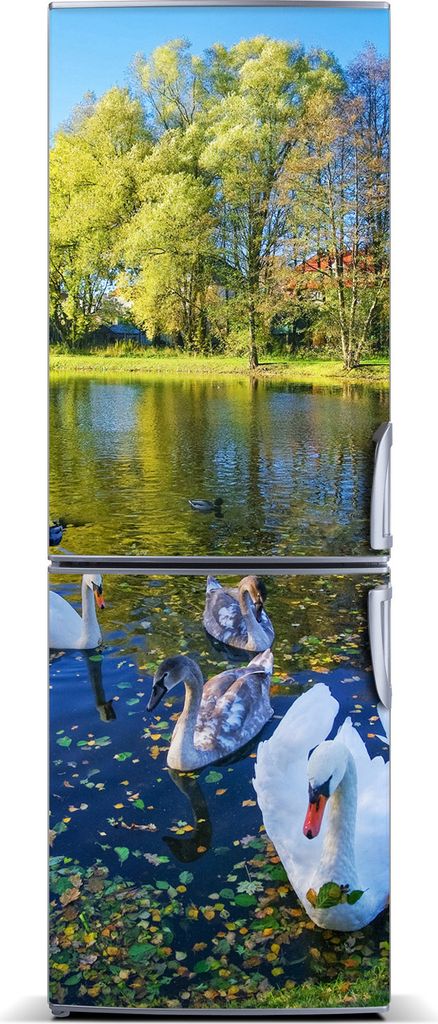Tulup Kühlschrankdekoration - Magnetmatte - 70 cm x 190 cm - Magnet auf dem Kühlschrank - Schwan auf dem Teich XL