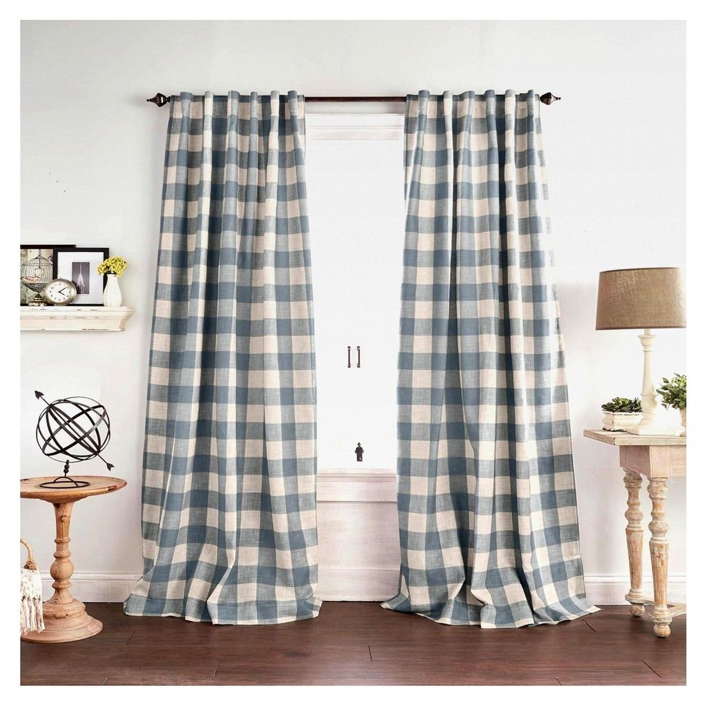 Verdunkelungsvorhang im Büffelkaro-Design, für Wohnzimmer und Schlafzimmer, 132,1 x 213,4 cm, Chambray, 1 Panel