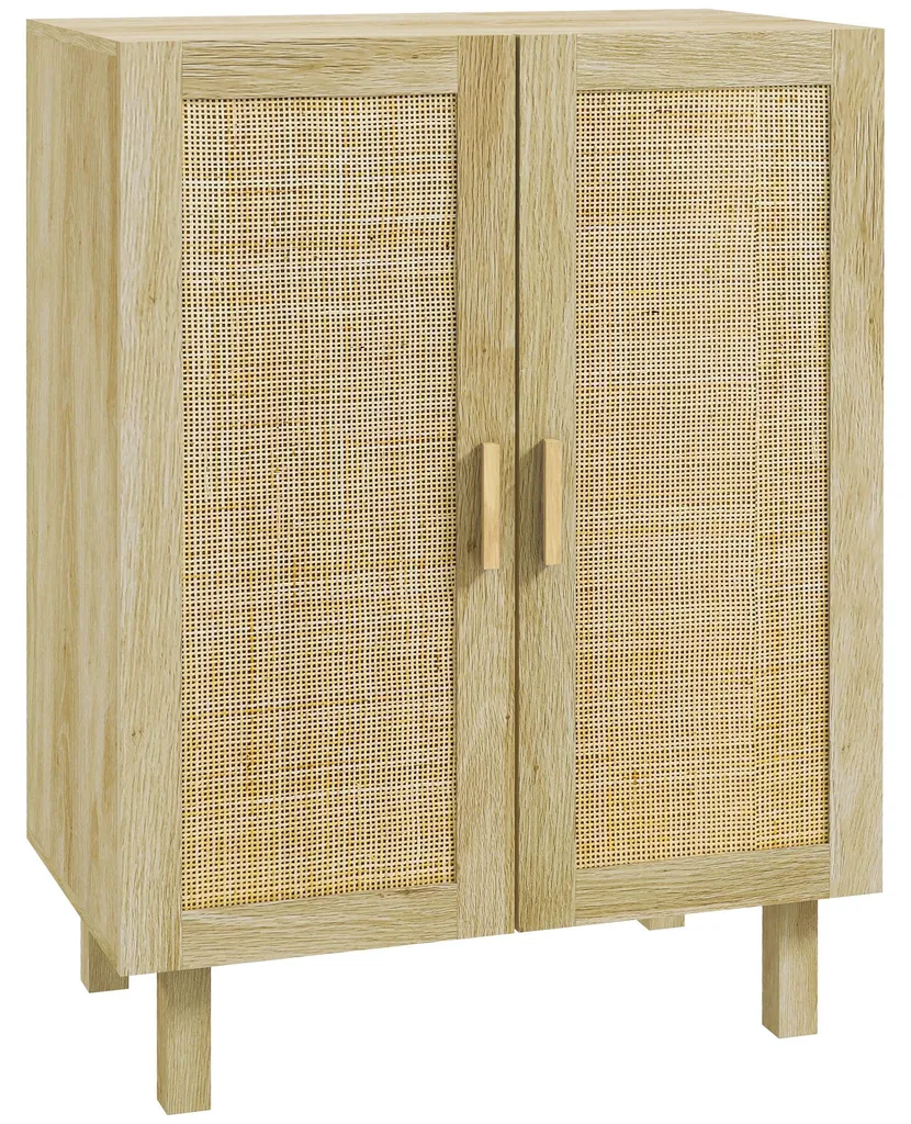 Buffet haut bohème pour salon ou entrée - Meuble cannage 73x102