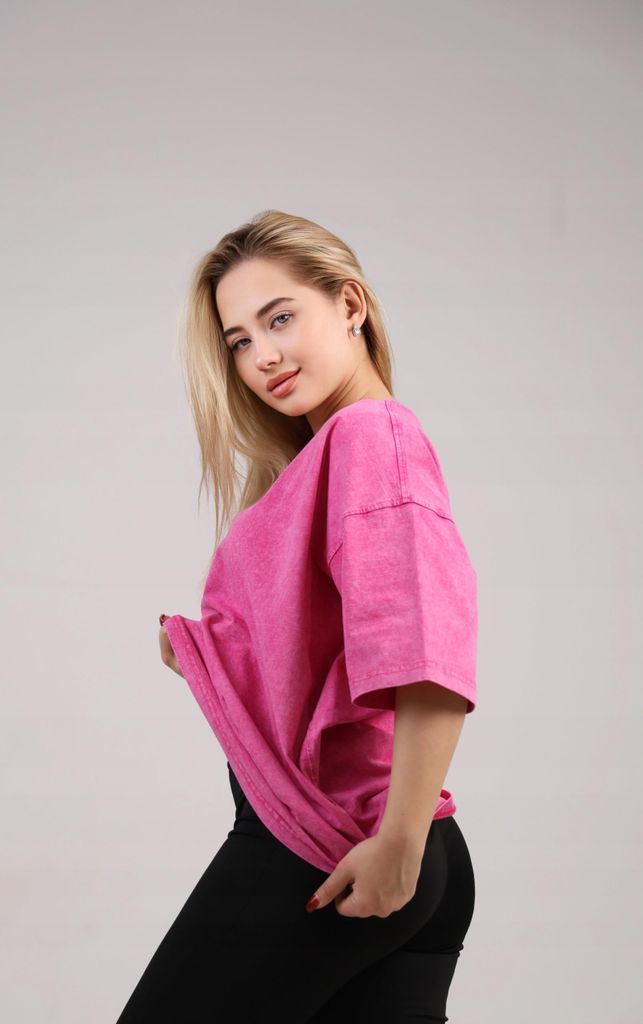 Oversize T-Shirt Uni – Größe XL – Fuchsia – 100% Baumwolle – Bequem, Streetwear