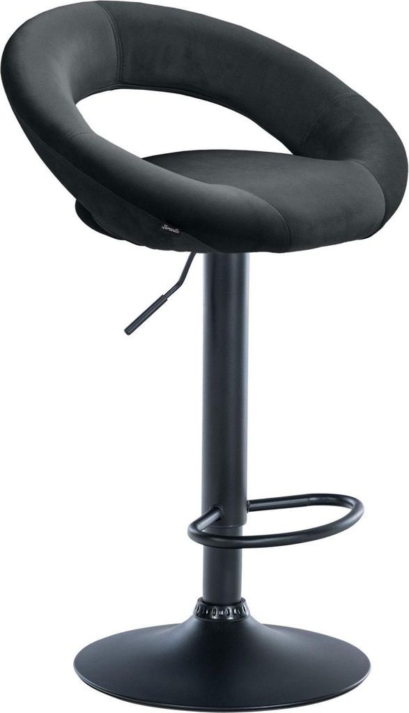 Barhocker aus Samt – Hocker – Stufenlos verstellbare, bequeme Rückenlehne und stabiles Gestell | Farbe: Schwarz | Grundfarbe: Schwarz