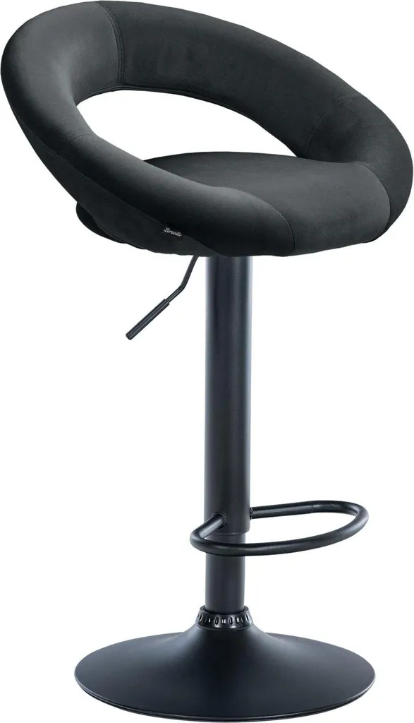 Sgabello Design Velluto Nero | Seduta Bar Girevole Base Opaca