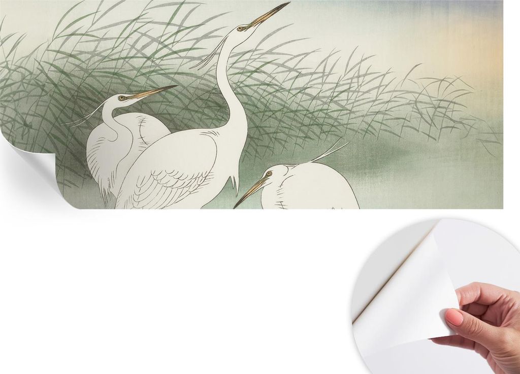 Selbstklebende Wandtapete - Dekorative Tapete für Wohnzimmer - Klebefolie für Wandbilder - Tapetenfolie für Wanddekoration - 208x146 cm - Reiher...