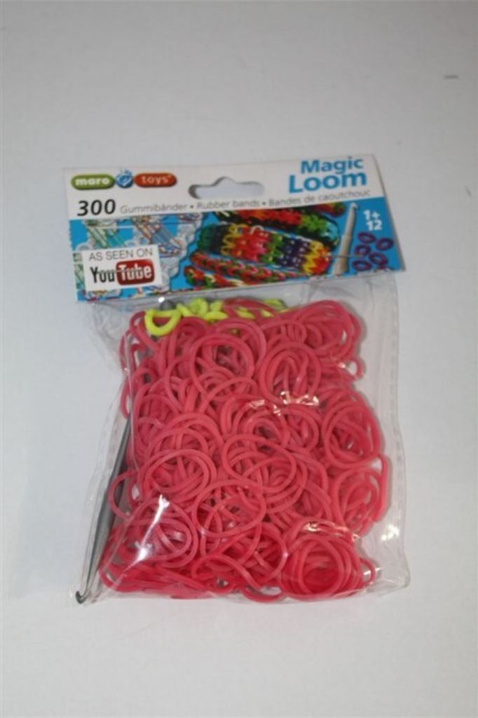 65005 - Loom Bands pink, 300 Stk. + Häkelnadel & Clips