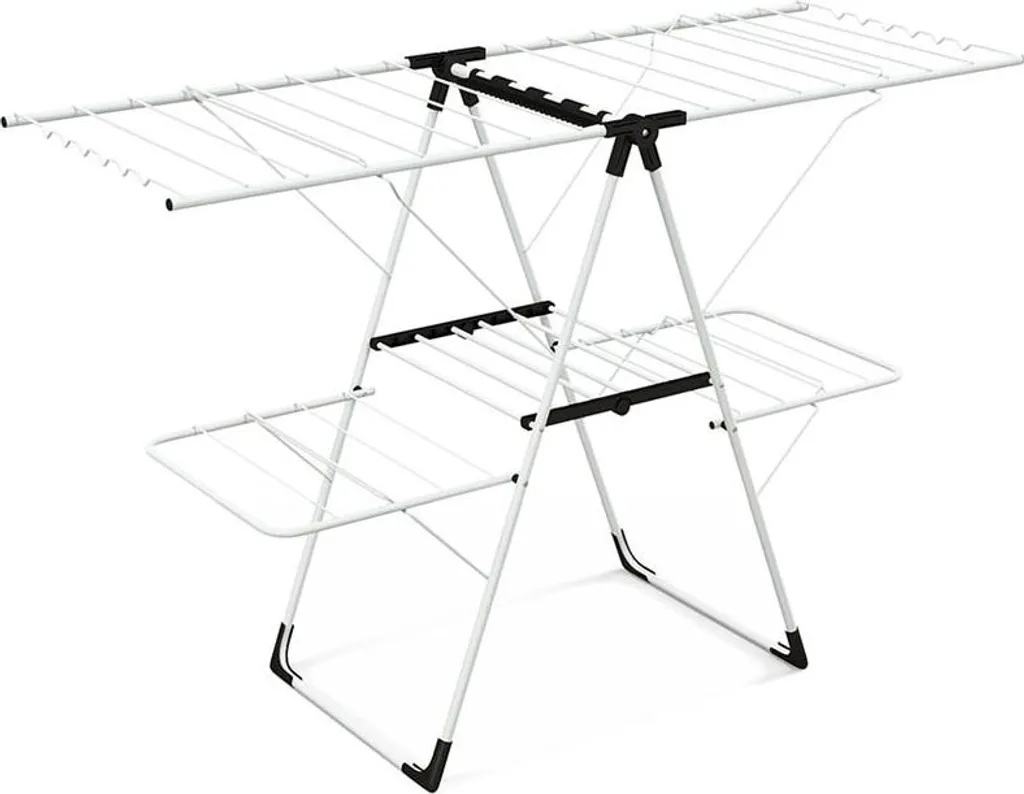 Séchoir à linge pliable JZ10241 blanc avec bras réglables et pinces - A